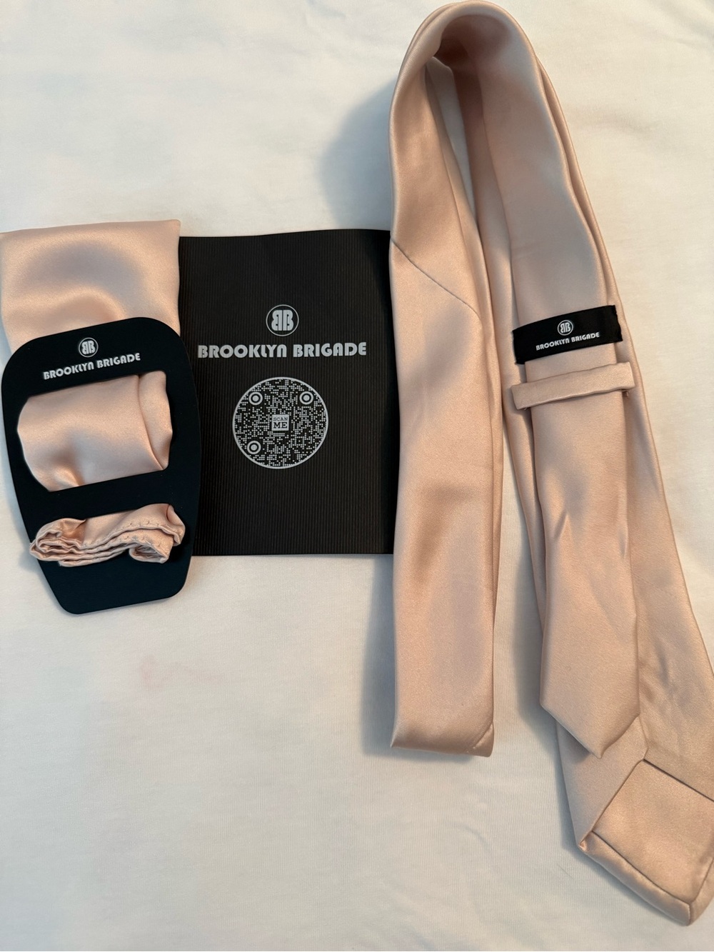 Men's Satin Tie & Pocket Square Set in Light Blush Pink